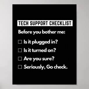 Poster Lista de Verificação de Suporte Técnico Fofa Geeks