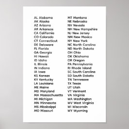 Poster Lista dos 50 Estados