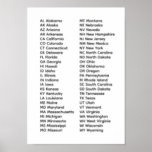 Poster Lista dos 50 Estados