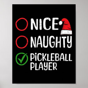 Poster Lista Xmas do Jogador de Pickleball de Natal Bela