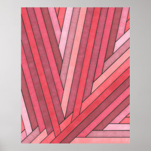 Poster Listra Geométrica Vermelha Pintada à Mão