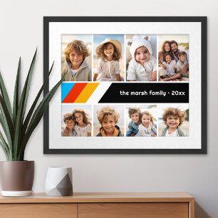 Poster Listra Retro Ciano - Colagem de 8 Fotos