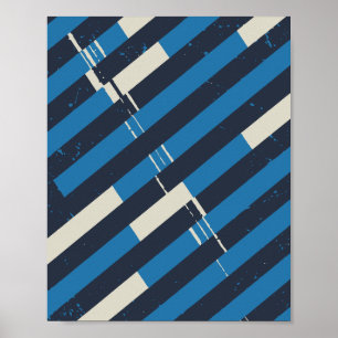 Poster Listras Azuis Diagonais com Textura Grunge