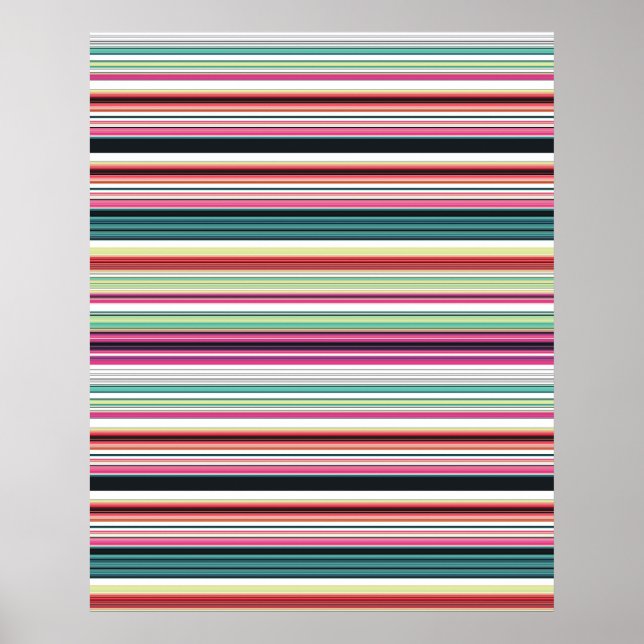 Poster Listras brancas coloridas fofas (Frente)