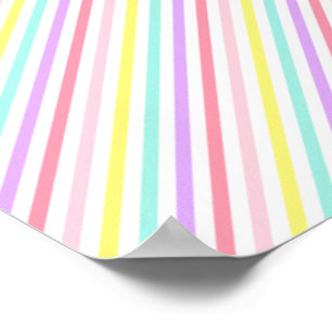Poster Listras Coloridas Unicórnio Arco-Íris Cores Pastel