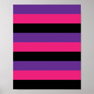 Poster Listras cor-de-rosa preto Bonito
