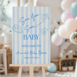 Poster Listras Costeiras Menino Mar Você Chuveiro de Bebê