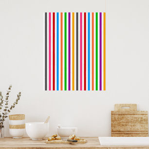 Poster Listras de Arco-Íris Colorido - Branco