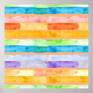 Poster Listras de Arco-Íris em Aquarela Abstrata