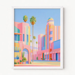 Poster Listras de Arco-Íris Pastel Nostalgia de Los Angel