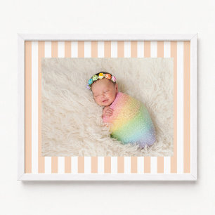 Poster Listras de Laranja Clara e Branco Novo Bebê Menina