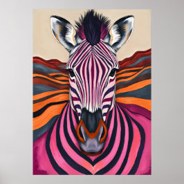 Poster Listras de Zebra Psicodélicas – Safari de Arte Pop
