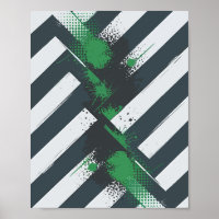 Listras Diagonais com Placas de Tinta Verde