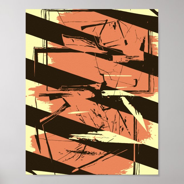 Poster Listras Diagonais e Formas Fragmentadas (Frente)