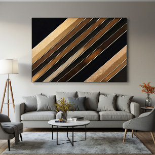 Poster Listras diagonais pretas e douradas texturizadas l