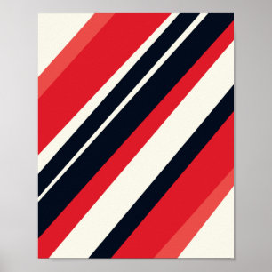 Poster Listras diagonais vermelhas e pretas em bege claro