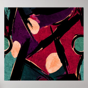 Poster Listras do arco-íris: Textura acrílica Abstrato