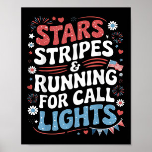 Poster Listras e Estrelas Correndo para Luzes de Chamada