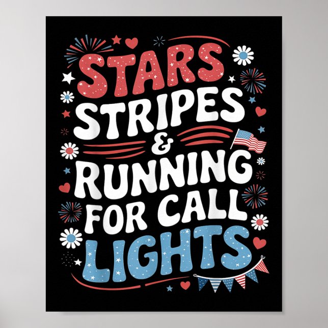 Poster Listras e Estrelas Correndo para Luzes de Chamada  (Frente)