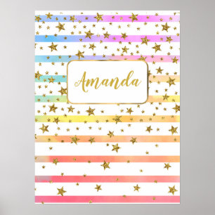Poster Listras e estrelas femininas personalizadas