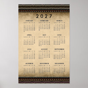 Poster Listras Étnicas Tribais Cartaz de Calendário de Pa
