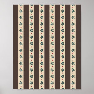 Poster Listras Marrons E Flores