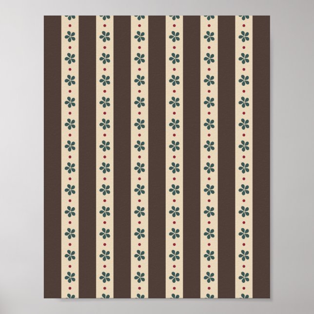 Poster Listras Marrons E Flores (Frente)
