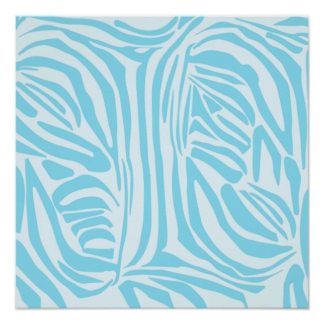 Pôster Listras Ousadas de Zebra Azul e Branco (Frente)
