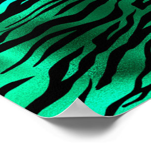 Poster Listras Pretas de Tigre Verde Esmeralda Animais Se