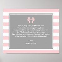 Listras Rosa com o Livro de Convidados do Chá de f