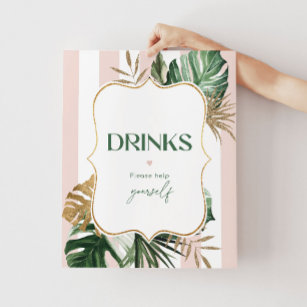 Poster Listras verdes cor-de-rosa Bebidas tropicais ajuda