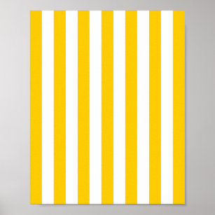 Poster Listras Verticais Amarelas E Brancas Laminadas