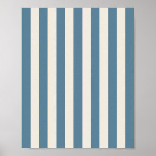 Poster Listras Verticais Azuis e Creme