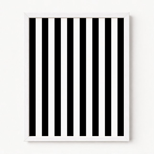 Poster Listras Verticais Pretas e Brancas (Black and White Stripes - Vertical - Add your own personalized text message.)