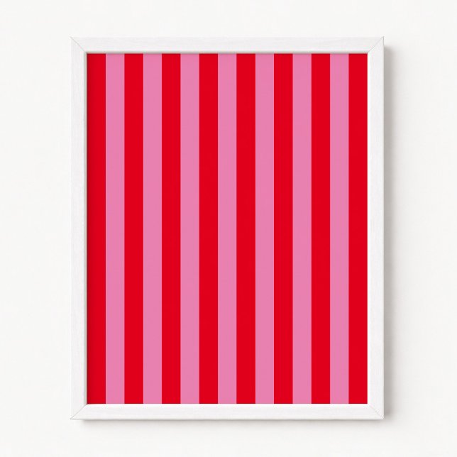 Poster Listras Verticais Vermelhas e Rosas (Red and Pink Vertical Stripes Poster)