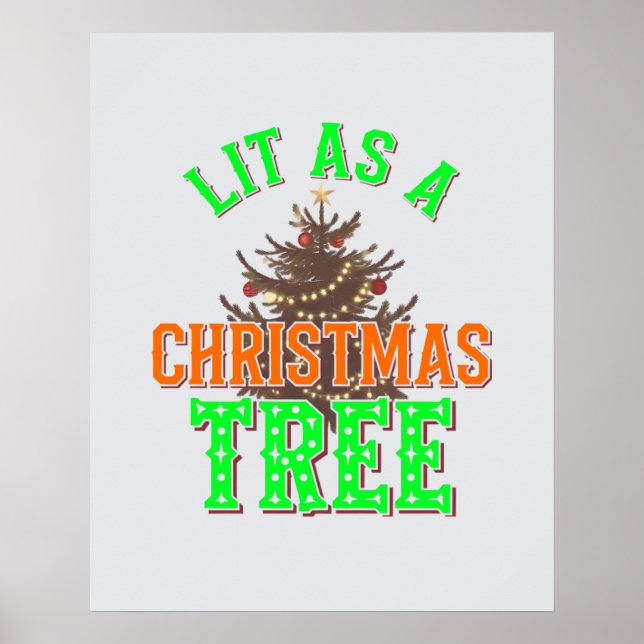 Poster Lit Como Design De Arte Digital De Árvore De Natal (Frente)