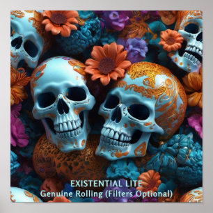 Poster LITE EXISTENCIAL Memento Mori Lovers Skulls