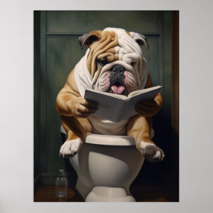 Poster Literário Bulldog   Engraçado Bathroom Humor