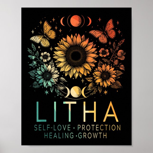 Poster Litha Summer Solstce MidSummer Wheel Do Ano (Frente)