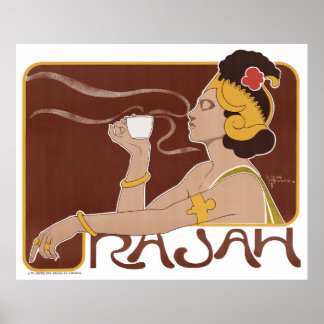 Poster Litografia colorida sobre o café Rajah