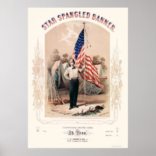 Pôster Litografia da bandeira star spangled por P.S.