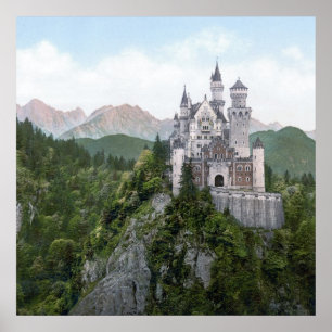Pôster Litografia do castelo de Neuschwanstein