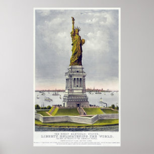 Pôster Litografia histórica da estátua da liberdade
