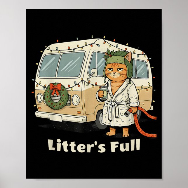 Poster Litter's Full Christmas Cat, Funny Christmas Kitty (Frente)