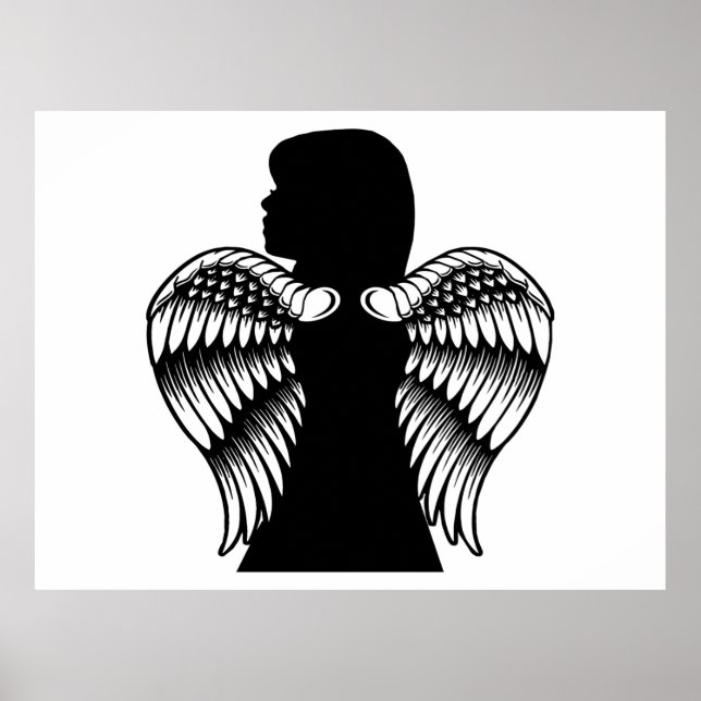 Poster Little Angel Child Silhouette Fantasy art (Frente)