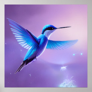 Poster Little Blue Humingbird