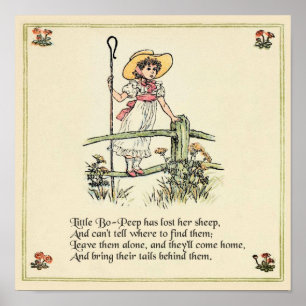 Pôster Little Bo-Peep: Clássico de Kate Greenaway Nursery
