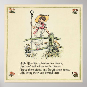Pôster Little Bo-Peep: Clássico de Kate Greenaway Nursery