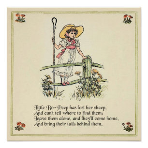 Pôster Little Bo-Peep: Clássico de Kate Greenaway Nursery