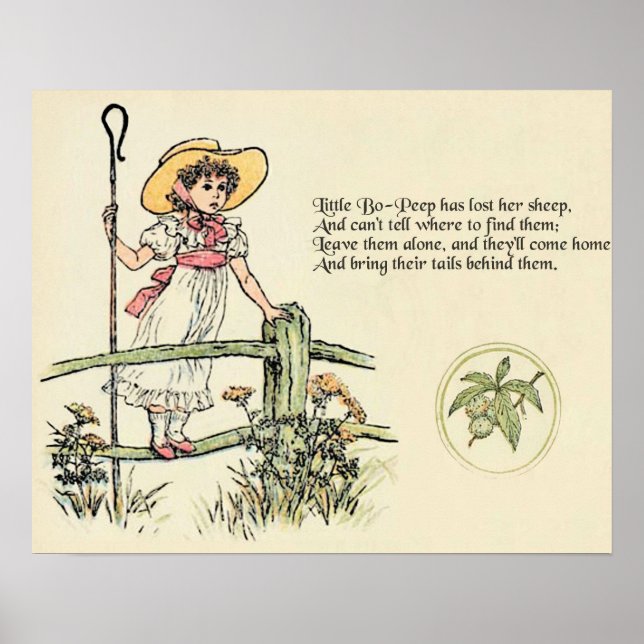 Pôster Little Bo-Peep: Clássico de Kate Greenaway Nursery (Frente)